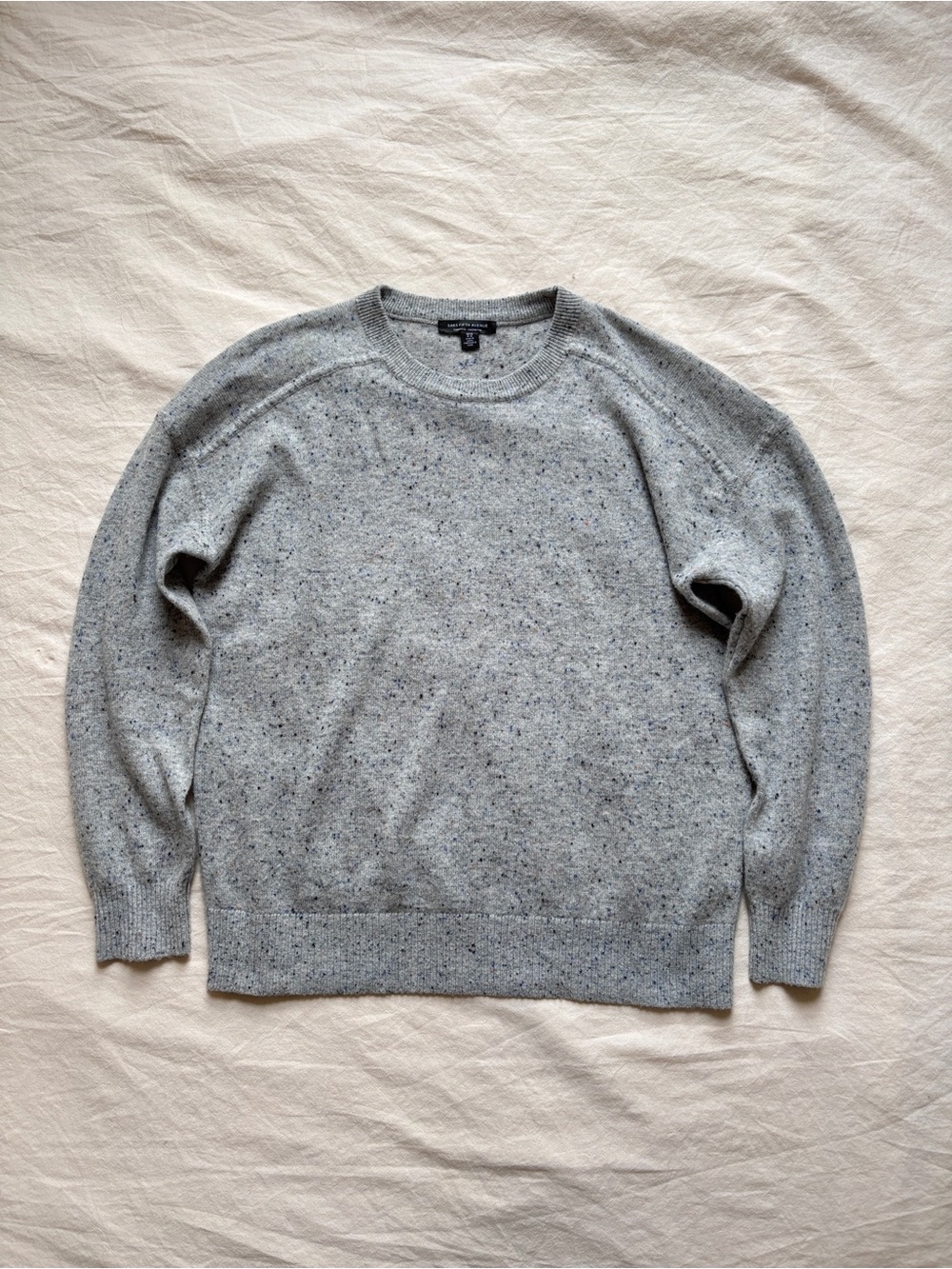Saks Fifth Avenue Gray Speckled Cashmere Sweater Size M